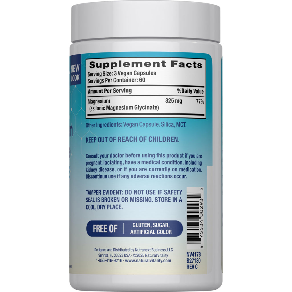 Natural Vitality Calm Magnesium Glycinate Capsules - 180 Count - image 2