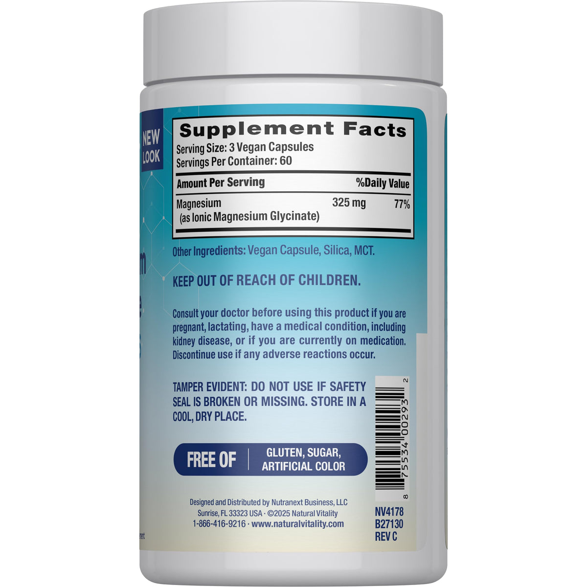Natural Vitality Calm Magnesium Glycinate Capsules - 180 Count - image 2