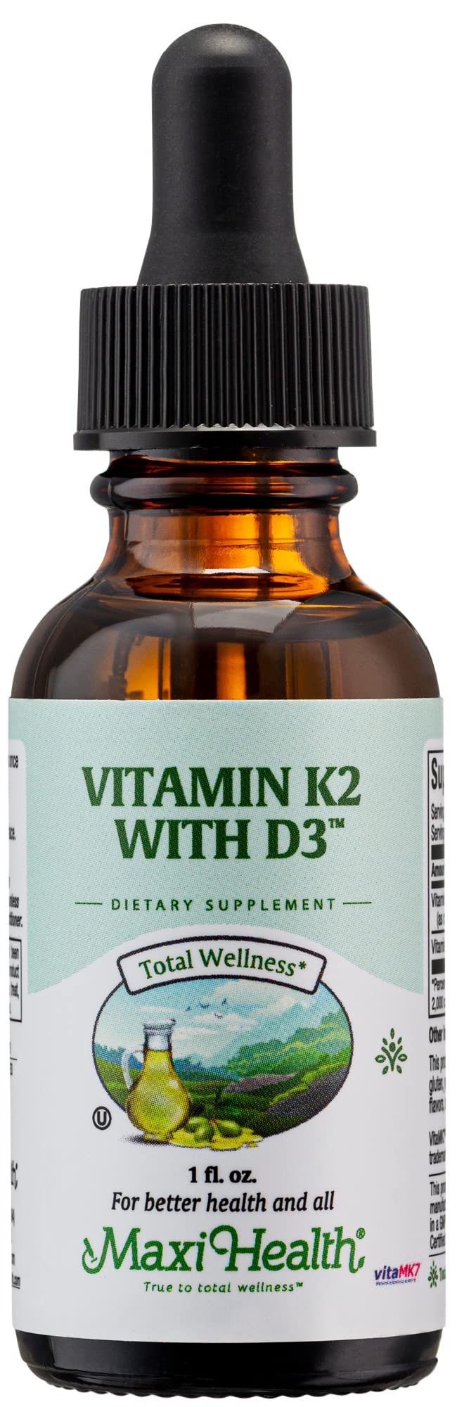 Maxi Health Vitamin D3 with K2 Liquid Drops - 1 fl oz