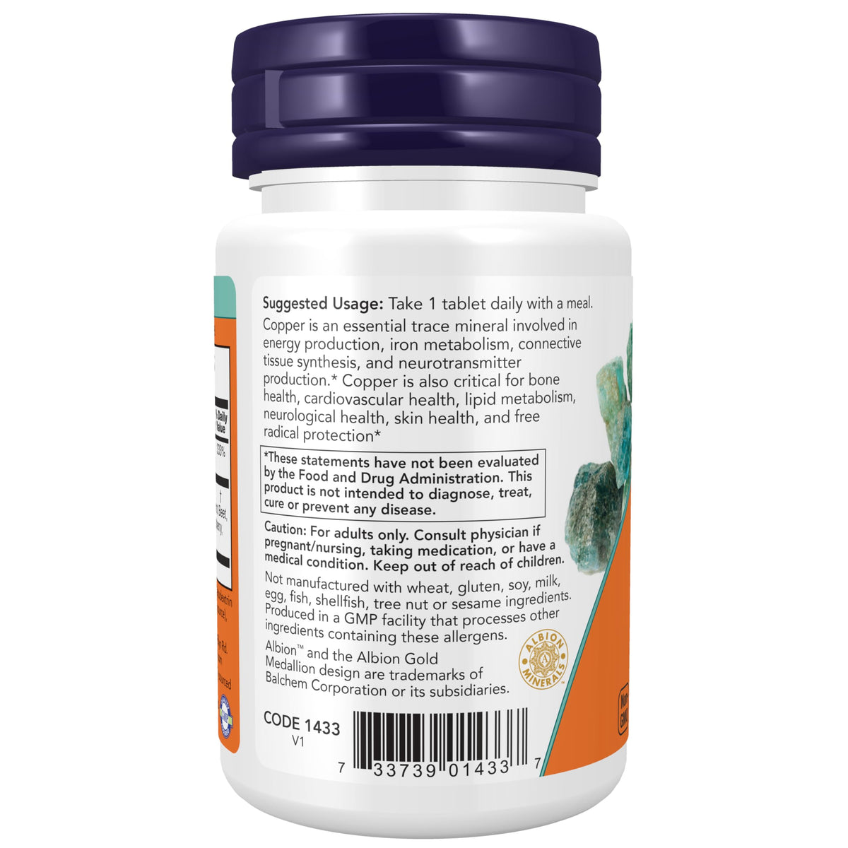 NOW Copper Glycinate 3 mg with Albion Copper - 120 Tablets - image 3