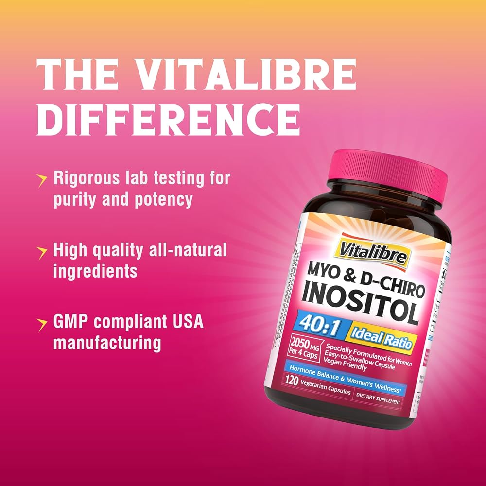 Vitalibre Inositol Supplement Myo & D-Chiro 40:1 Ratio - 120 Capsules - image 7