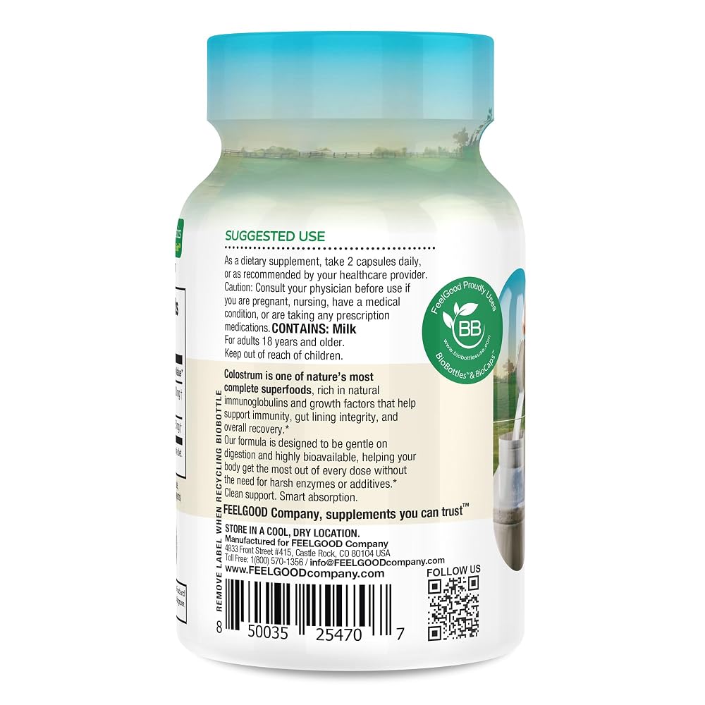 FEEL GOOD Bovine Colostrum Capsules Gut Health & Immune Support - 60 Capsules - image 3