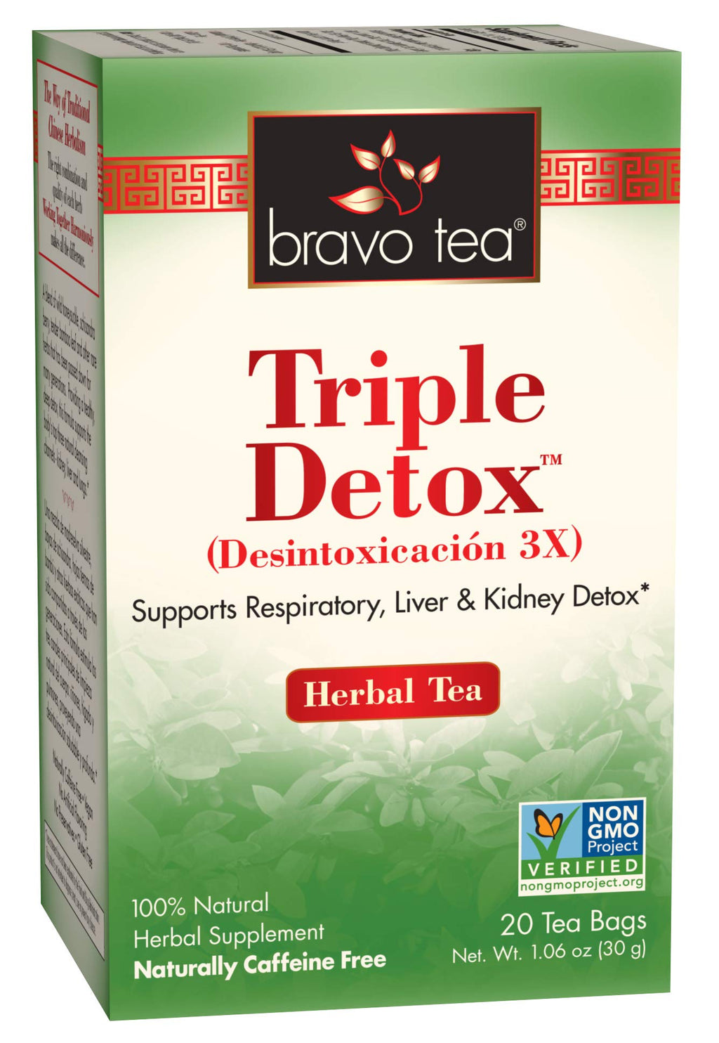 Bravo Tea Triple Detox Herbal Tea Caffeine Free - 20 Tea Bags