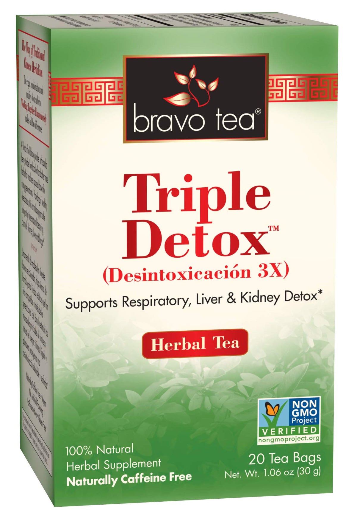 Bravo Tea Triple Detox Herbal Tea Caffeine Free - 20 Tea Bags