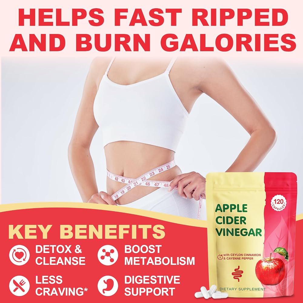 Yerhove Apple Cider Vinegar Capsules with Probiotics - 120 Count - image 3