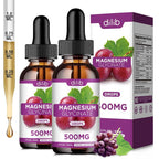 2 Pack Magnesium Glycinate Liquid Drops, Magnesium Glycinate Supplement 500mg with Calcium, Zinc, Vitamin B6, D3, L-Theanine, Omega 3 for Sleep, Mood, Stress Relief, Bone, Muscle, Grape Flavor 4 Fl Oz