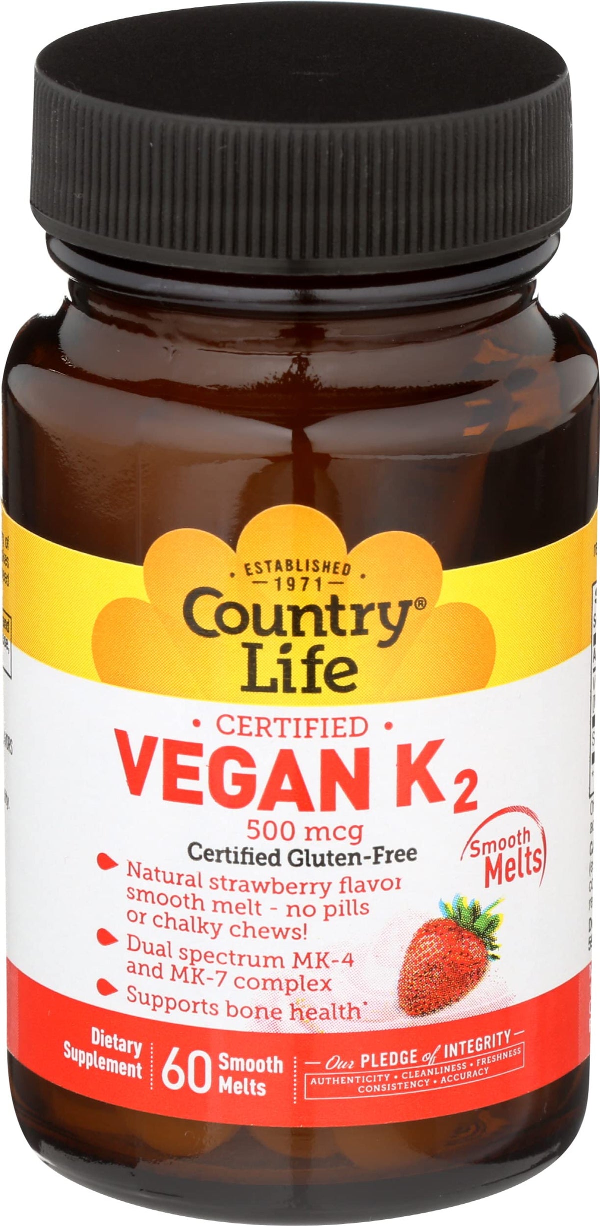 Country Life Vegan K2 Melts 500 MCG - 60 Count