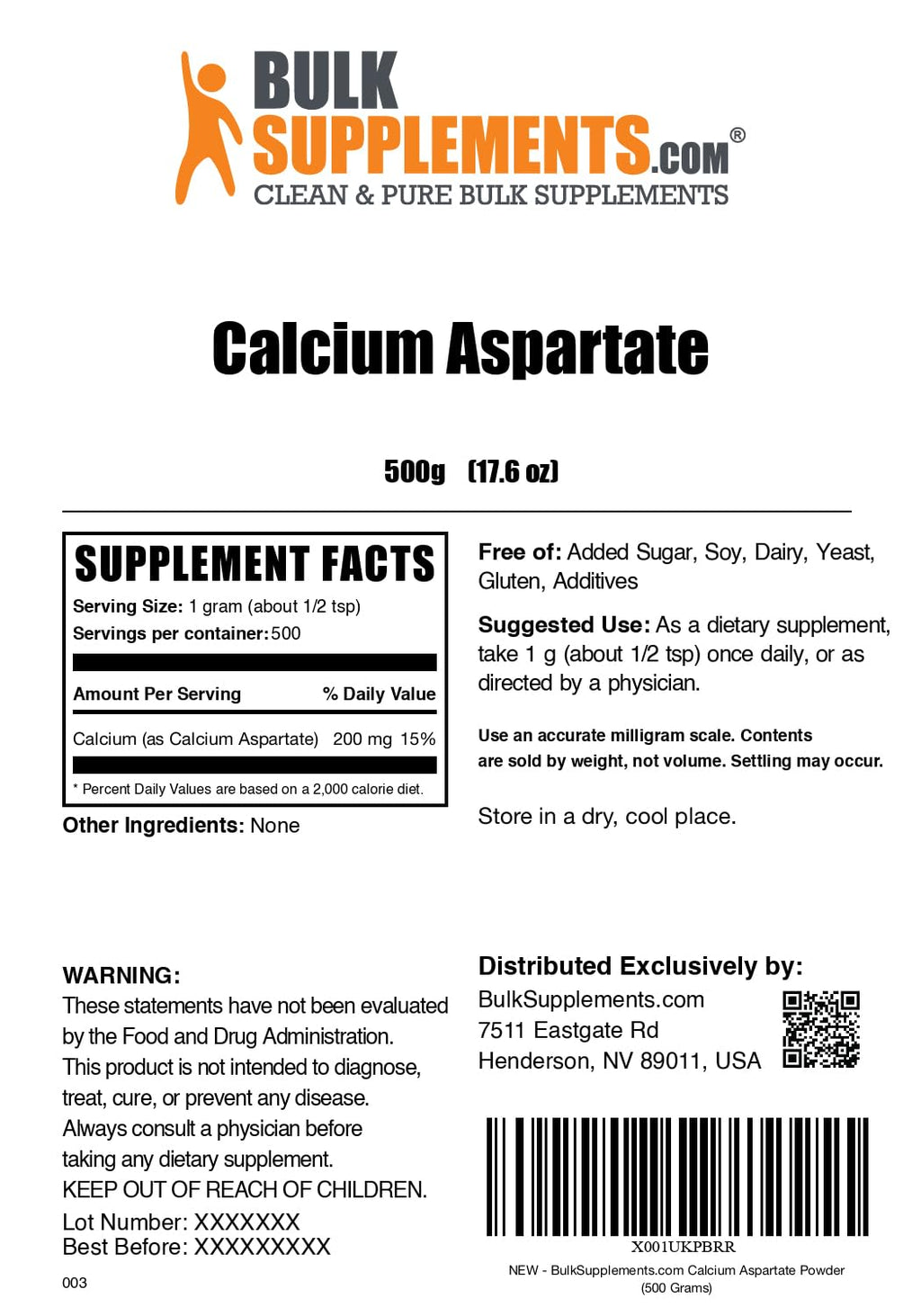 BulkSupplements.com Calcium Aspartate Powder