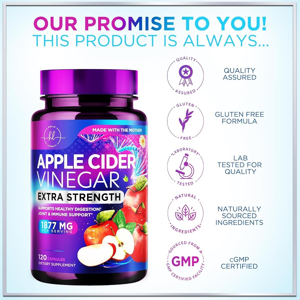 Hello Lovely! Apple Cider Vinegar Capsules 1877mg Per Serving - Extra
