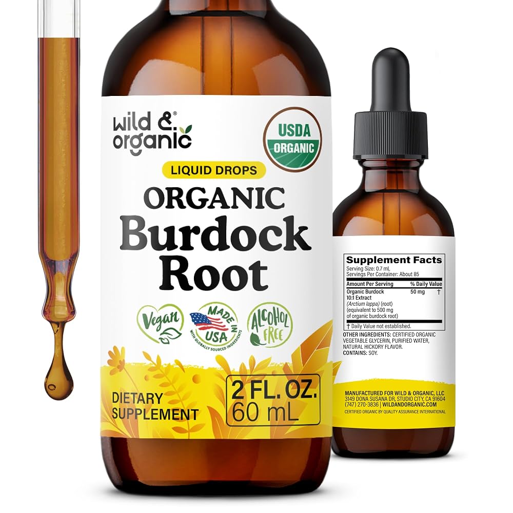 Wild & Organic Organic Burdock Root Tincture - Burdock Root Liquid