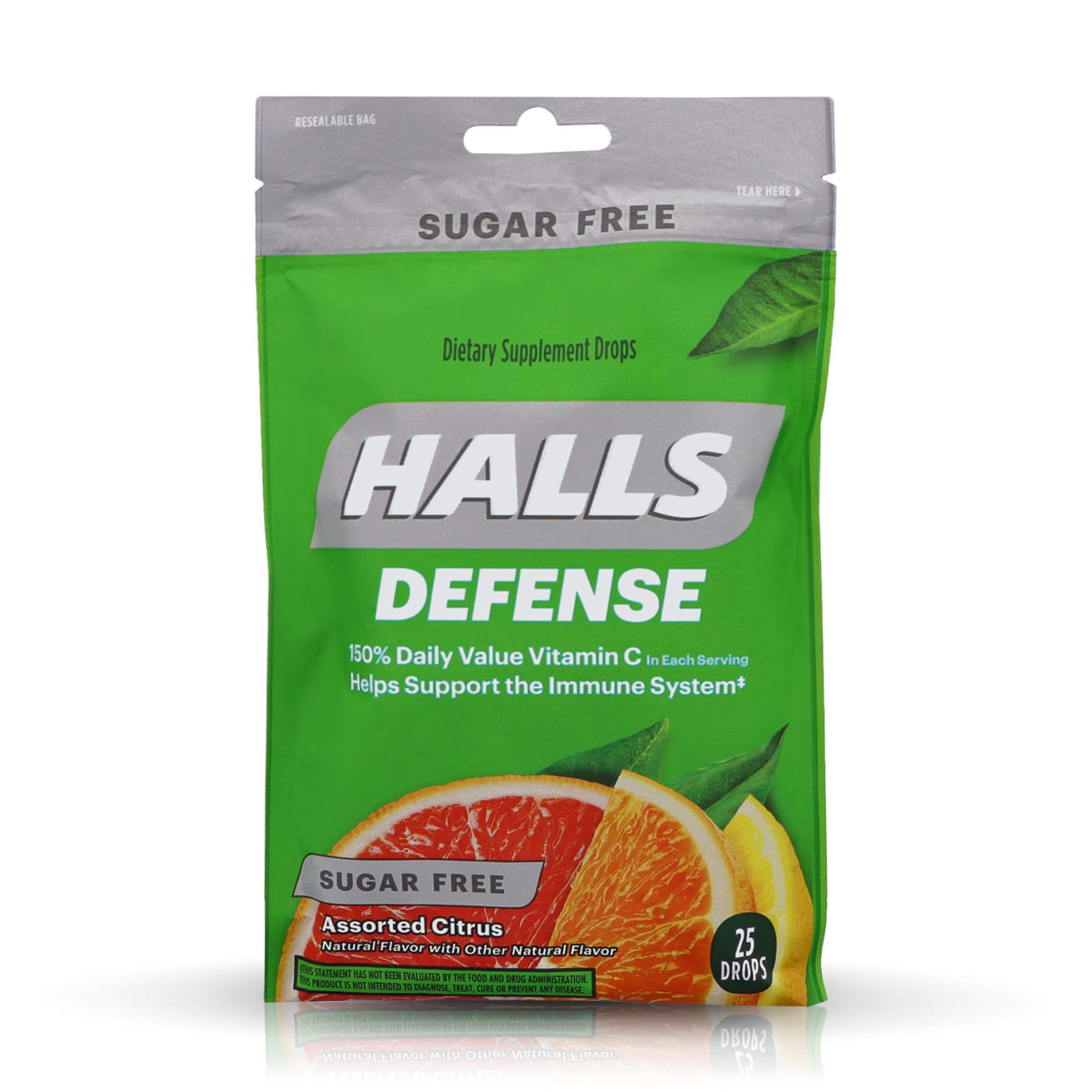 HALLS Defense Vitamin C Drops Sugar Free Assorted Citrus