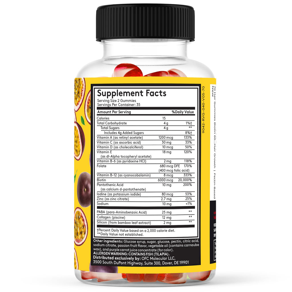 Youth & Tonic Biotin 6000mcg Hair Gummies with Collagen - 70 Count - image 2