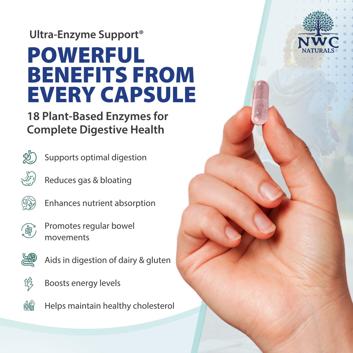 NWC Naturals Ultra-Enzyme Support Digestive Enzyme - 200 Capsules - image 3