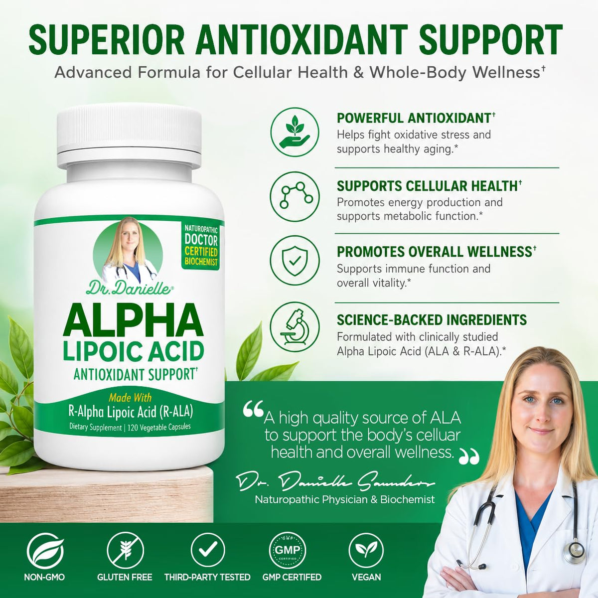Doctor Danielle Alpha-Lipoic Acid R-ALA - 120 Vegetarian Capsules - image 3