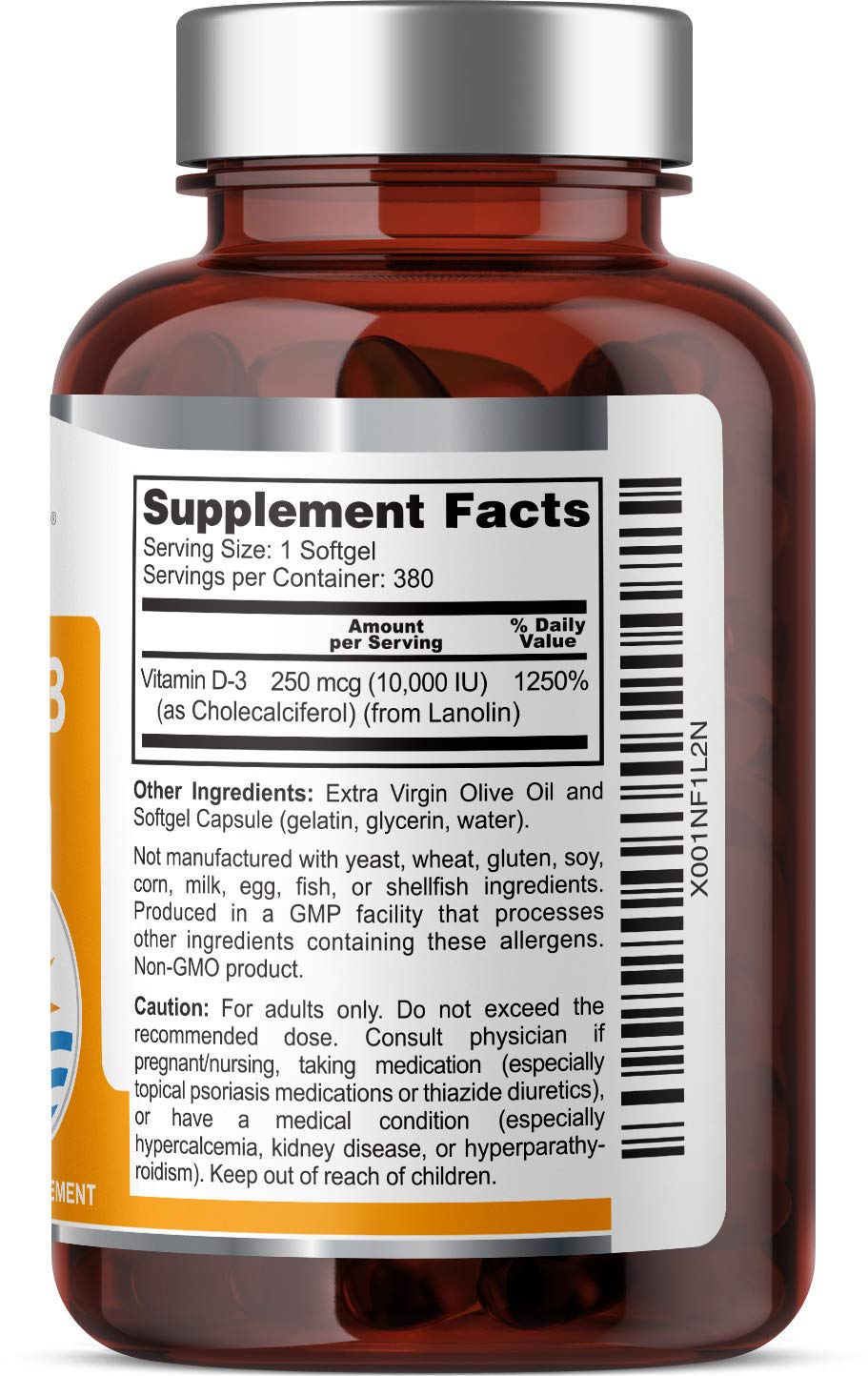 Health Genesis Vitamin D3 10000 IU - 380 Softgels - image 3