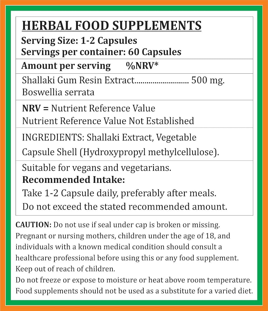 Satya Naturals Shallaki Forte Capsules 500 mg. 60 Veg. Capsule