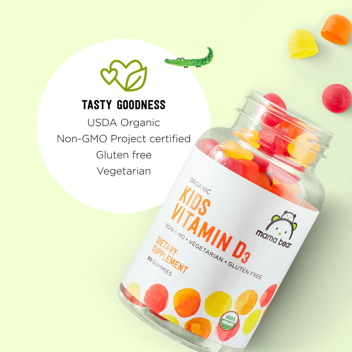 Mama Bear Organic Kids Vitamin D3 1000 IU Gummies - 80 Count - image 2