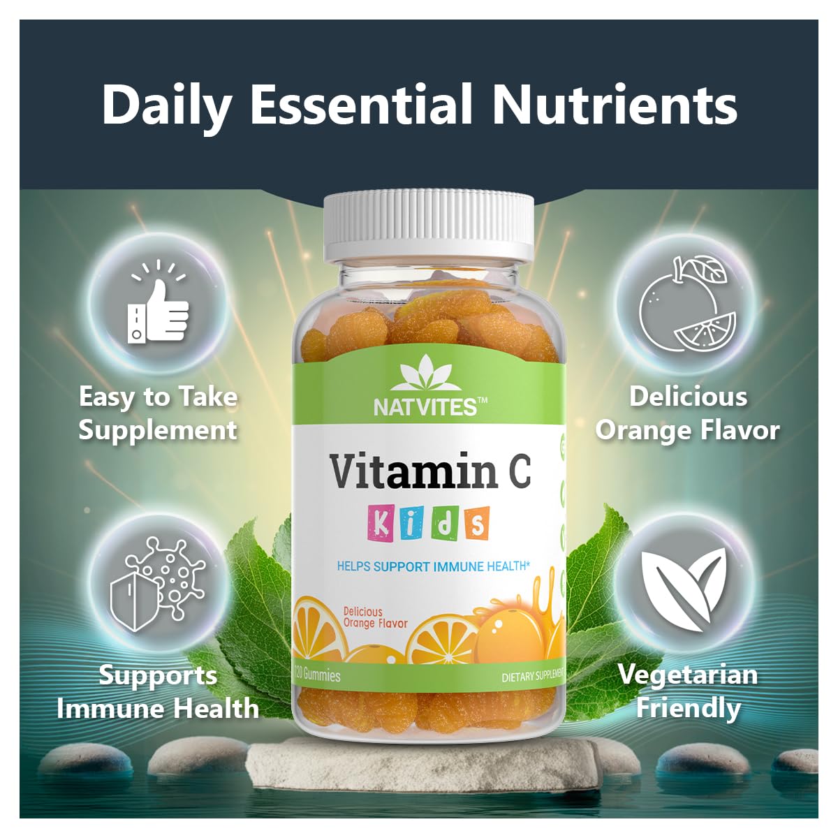 Natvites Kids Vitamin C Gummies Immune Support - 120 Count - image 2