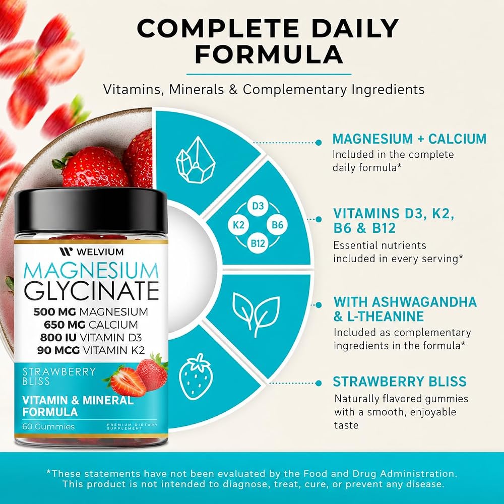 WELVIUM Magnesium Glycinate Gummies with Ashwagandha - 60 Count - image 5