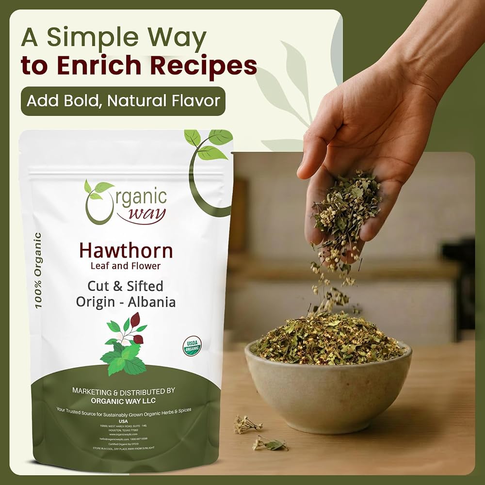 Organic Way Hawthorn Leaf and Flower Cut & Sifted (Crataegus