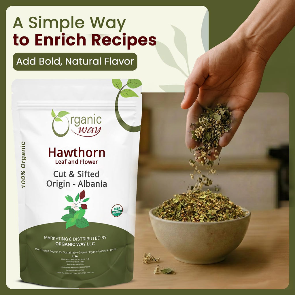 Organic Way Hawthorn Leaf and Flower Cut & Sifted (Crataegus
