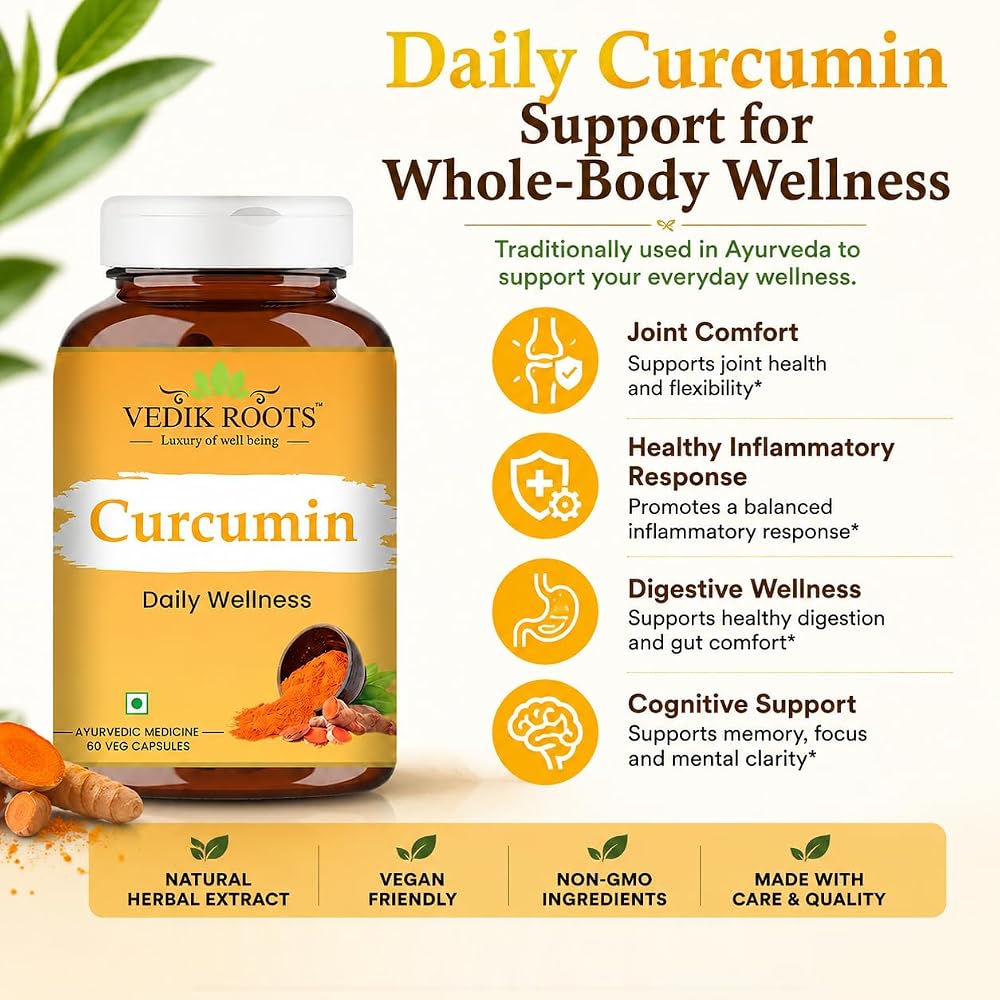 VEDIKROOTS Curcumin Capsules - Antioxidant Properties