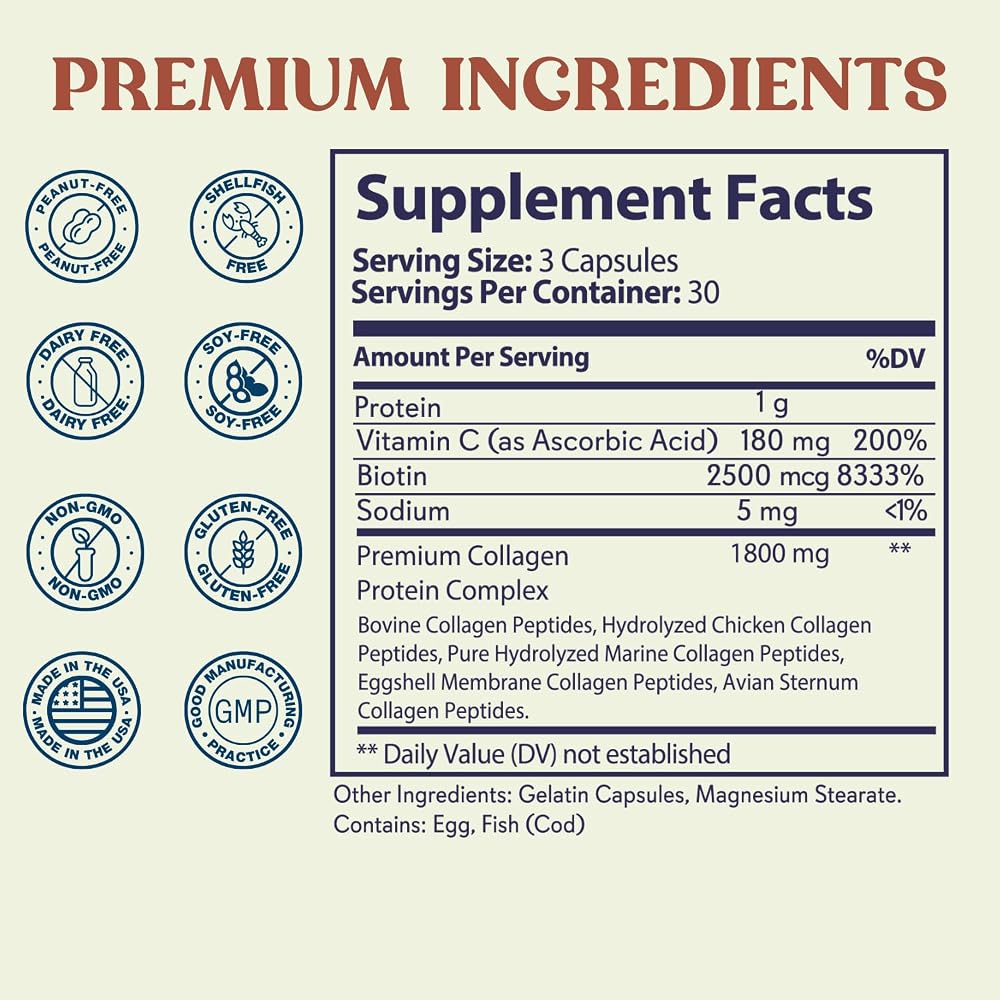 grow vitamin Multi Collagen Capsules Types I, II, III, V & X - 90 Capsules - image 4