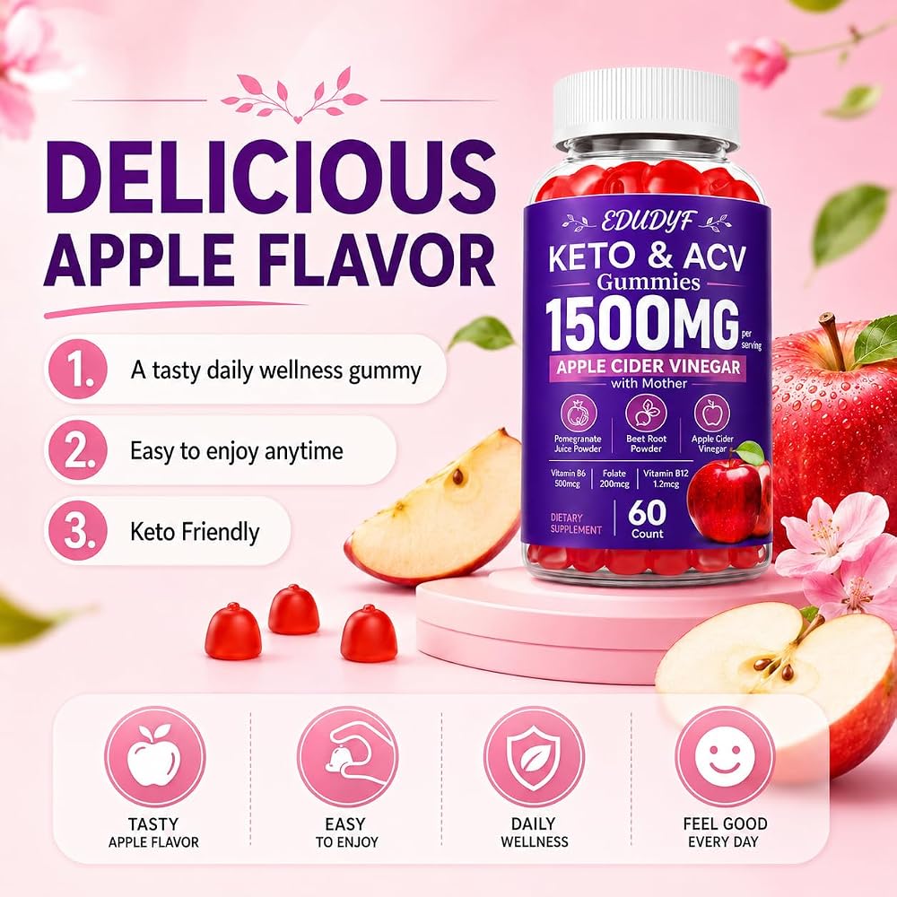 EDUDYF KETO & ACV Gummies 1500mg Apple Cider Vinegar - 60 Count - image 5