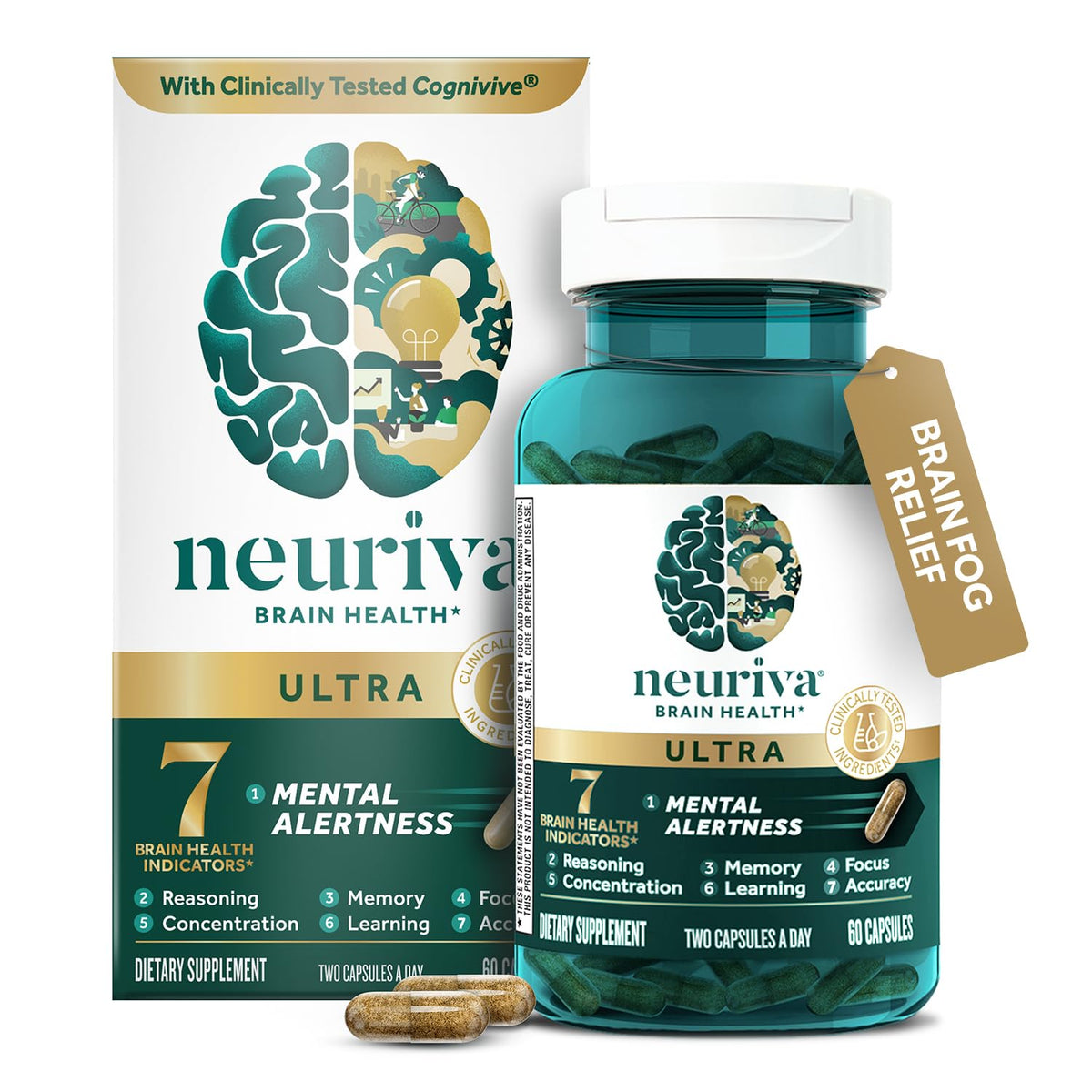NEURIVA Ultra Brain Supplements for Memory and Focus
