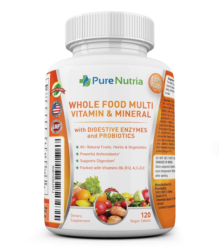PureNutria Whole Food Multivitamin with Probiotic Enzymes - 120 Caplets