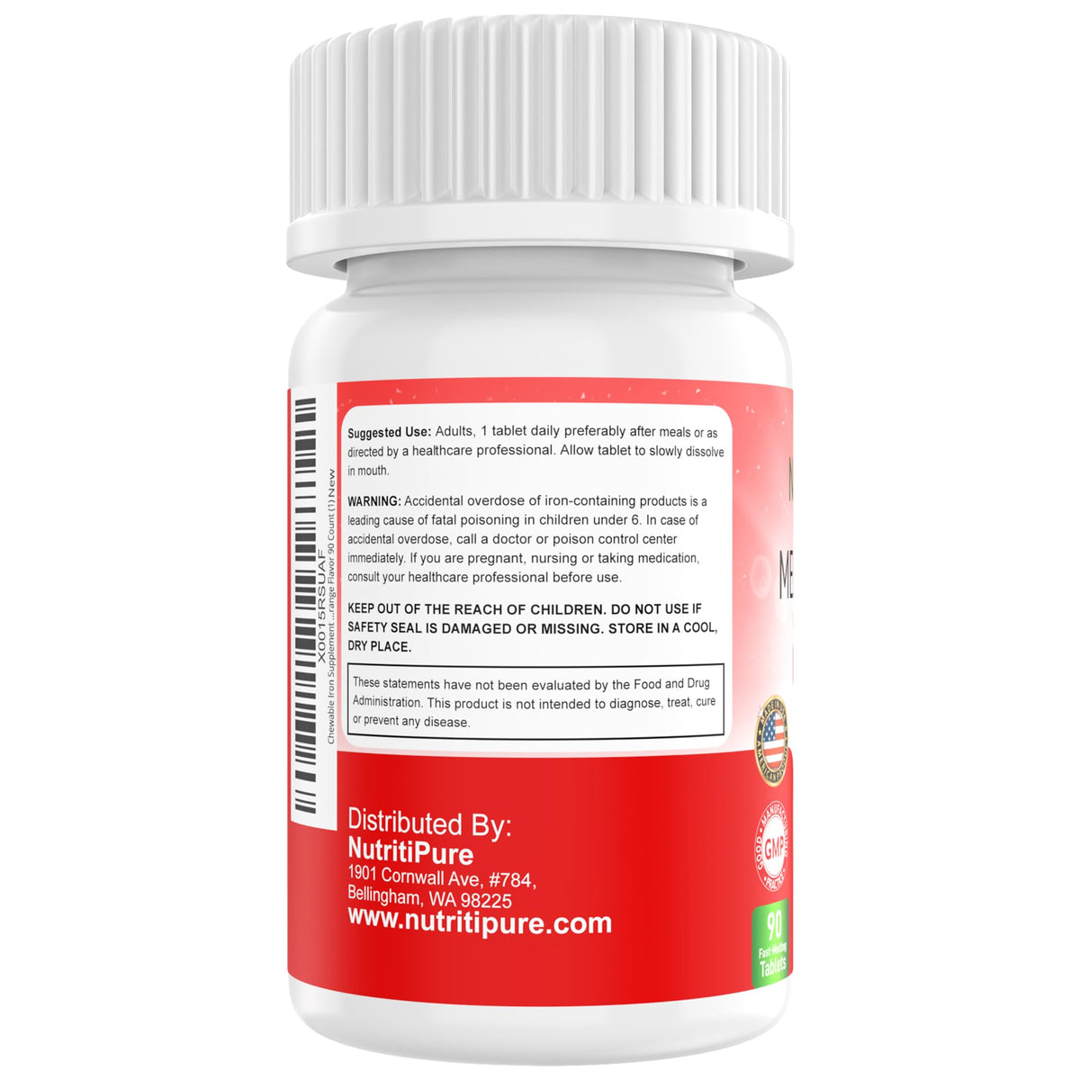 NutritiPure Iron 65 mg with Vitamin C 270 mg - Tablet in Orange Flavor
