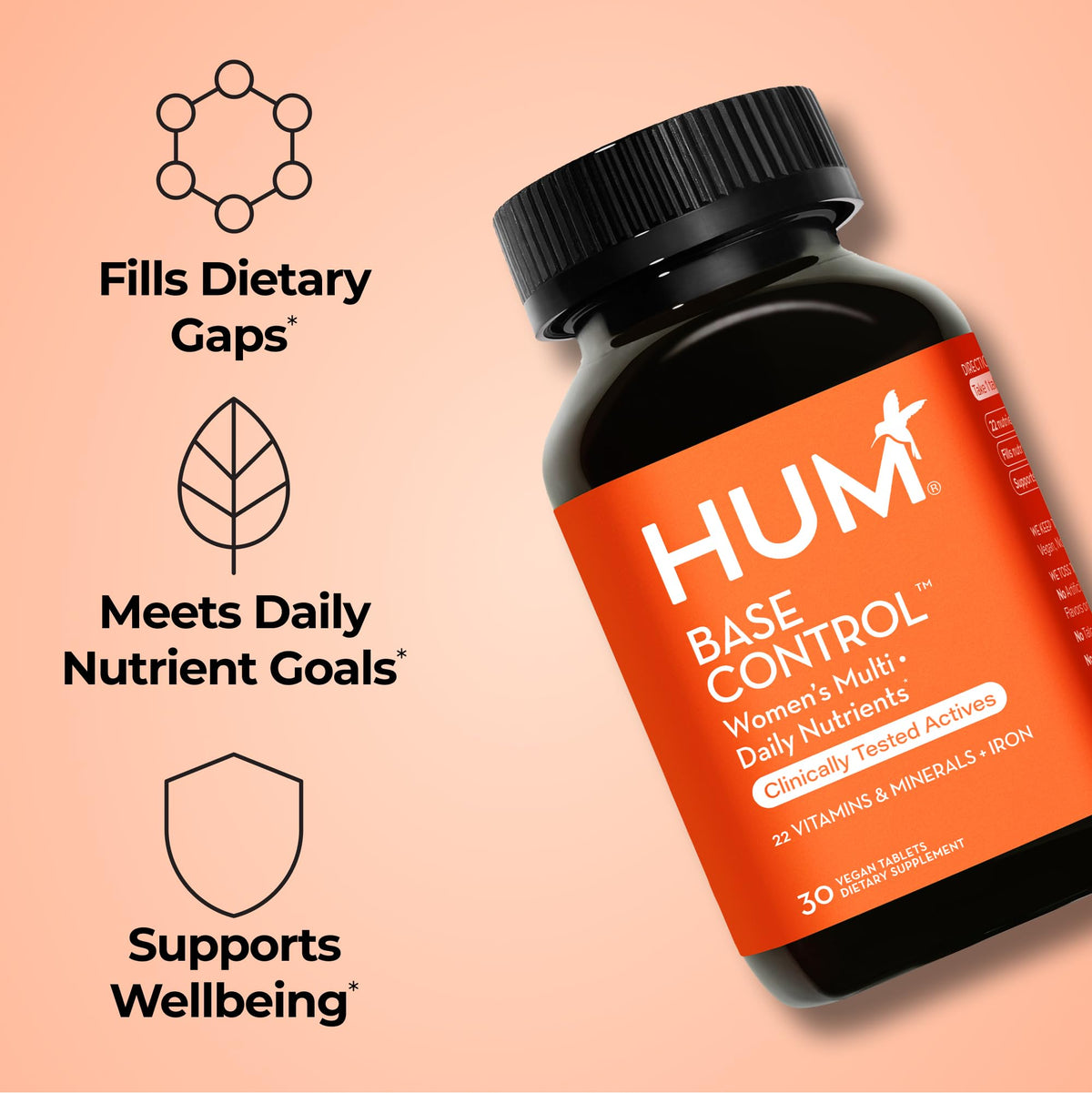 HUM Base Control Women's Multivitamin with Iron - 30 Tablets - image 2