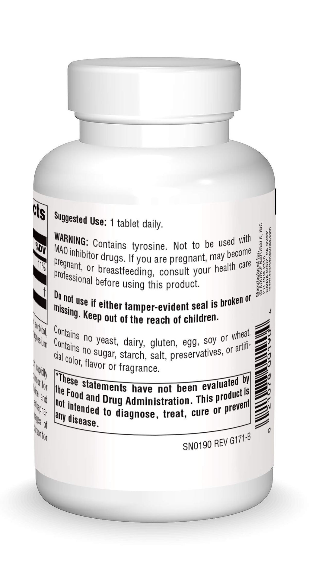 Source Naturals L-Tyrosine Free Form Amino Acid - 100 Tablets - image 2