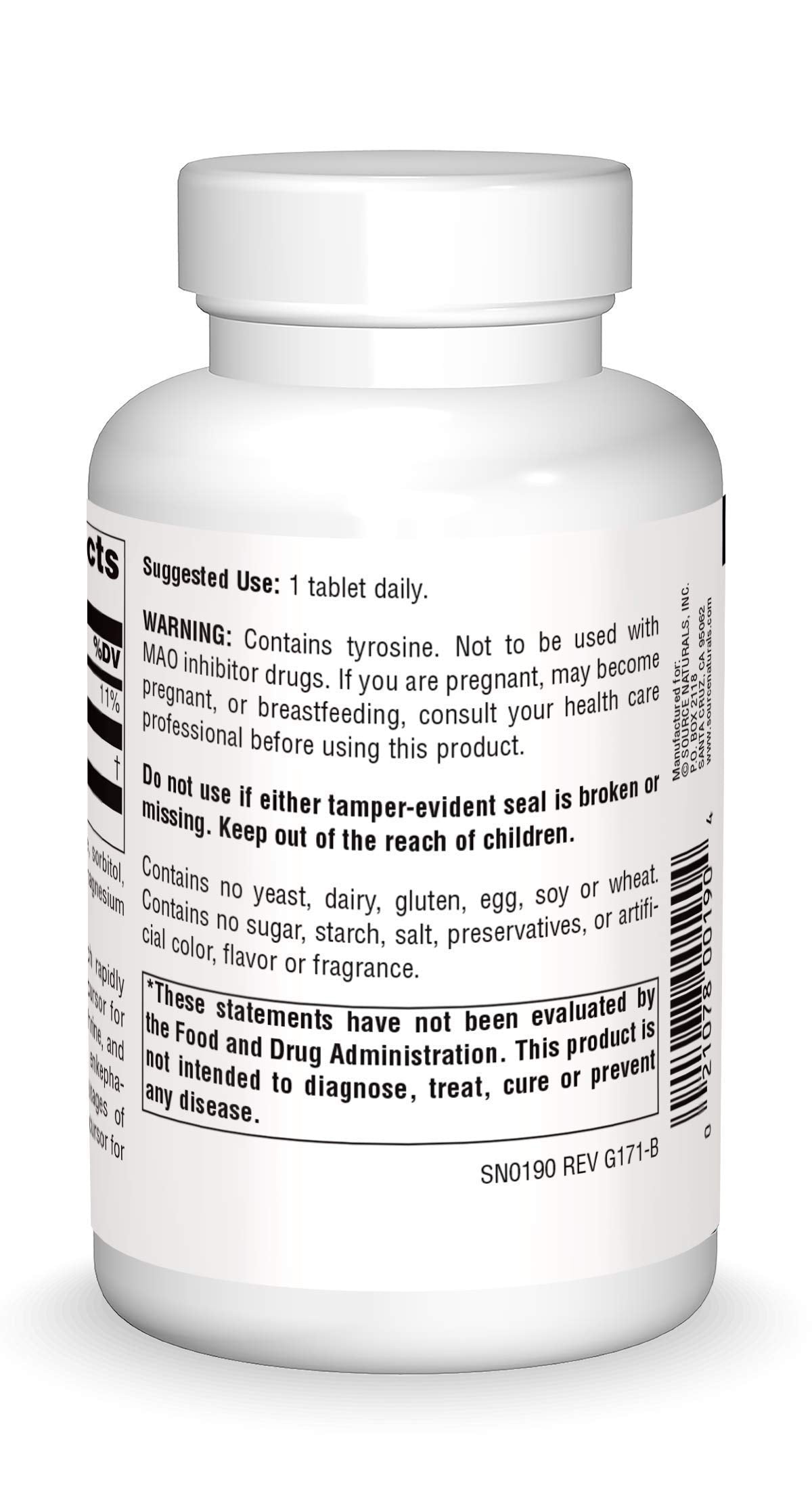 Source Naturals L-Tyrosine Free Form Amino Acid - 100 Tablets - image 2
