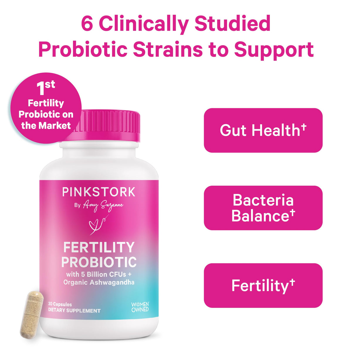 Pink Stork Fertility Support Probiotics for Women - 30 Capsules - image 2