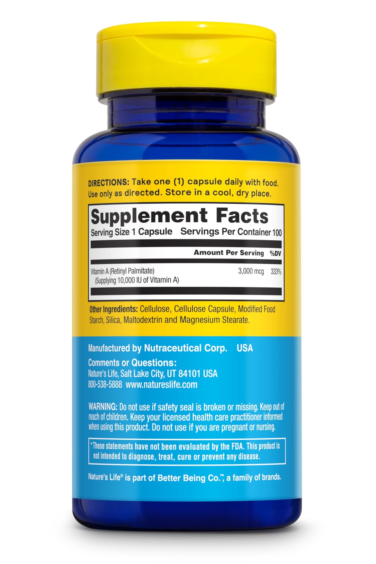Nature's Life Vitamin A 10,000 IU - 100 Capsules - image 2