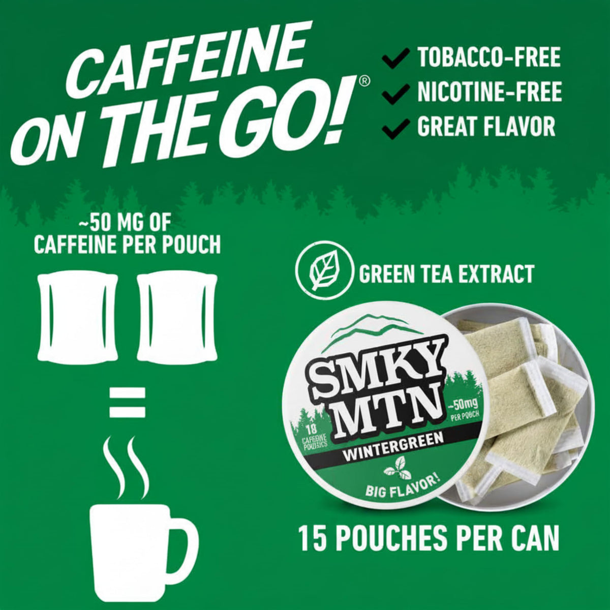 SMOKEY MOUNTAIN Pouches - Nicotine-Free and Tobacco-Free - 5 Can Box