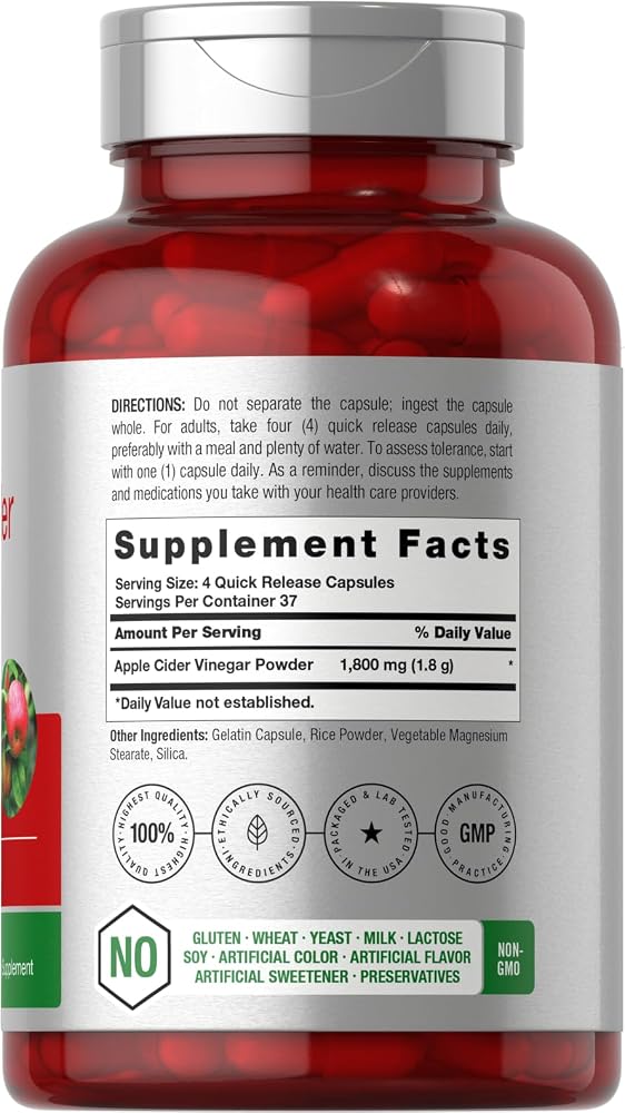 Horbäach Apple Cider Vinegar Capsules 1800mg - 150 Count - image 2