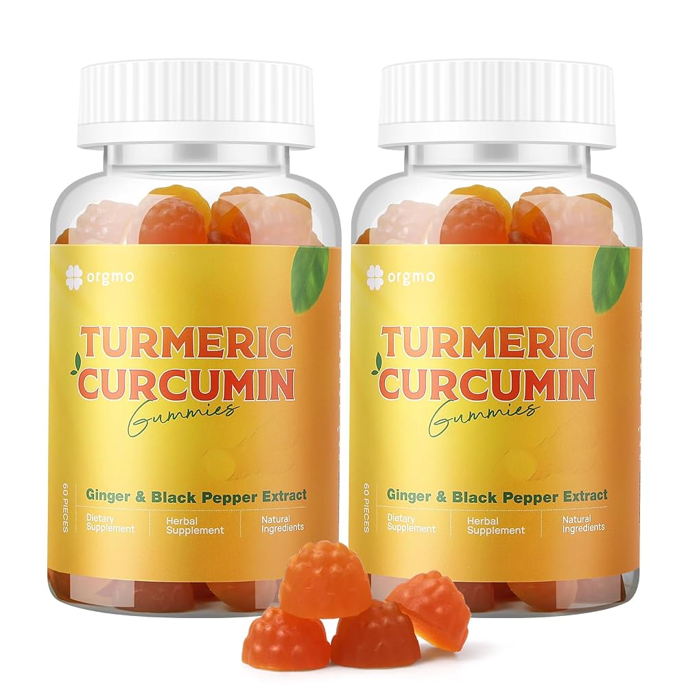 ORGMO Turmeric Curcumin Supplement Gummies with Black Pepper - 120 Count