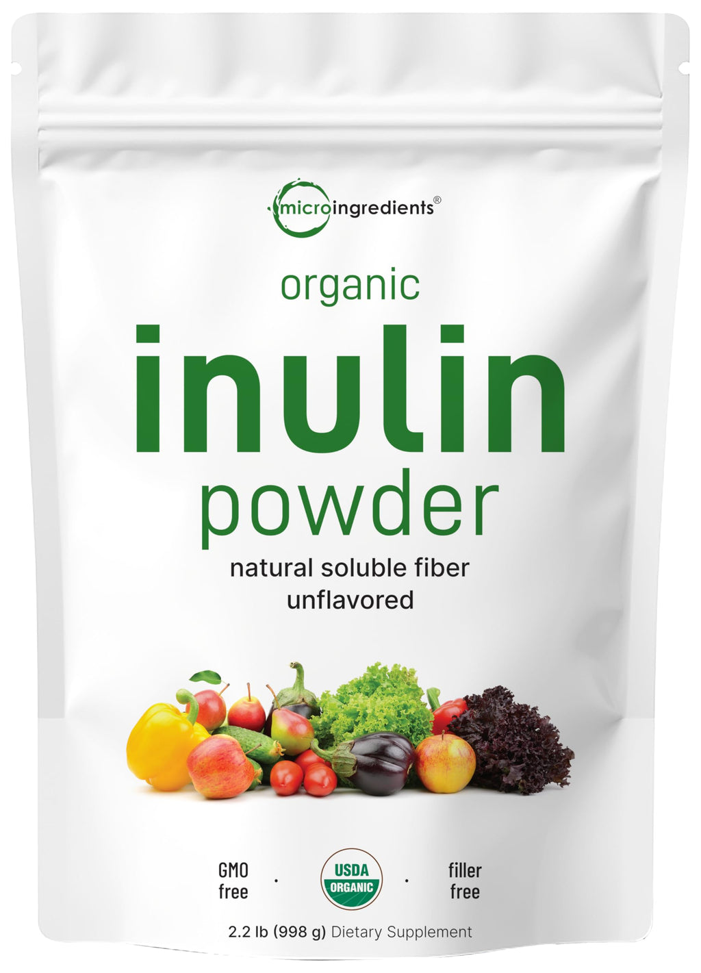 Micro Ingredients Organic Inulin FOS Fiber Powder - 2.2 lbs