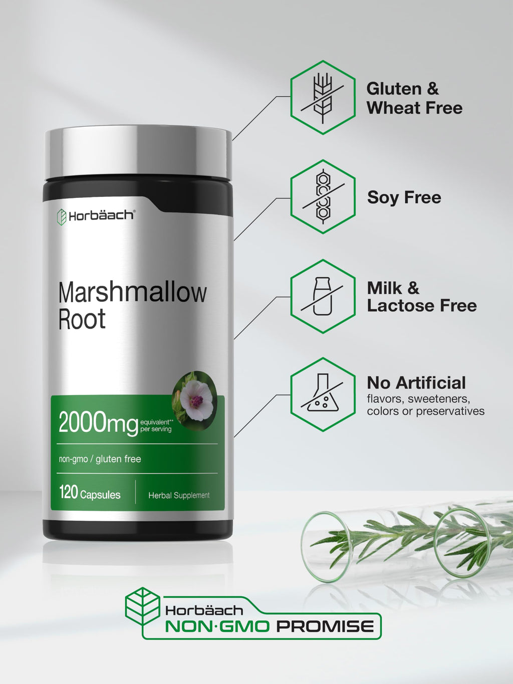 Horbäach Marshmallow Root Capsules - 120 Count - image 5