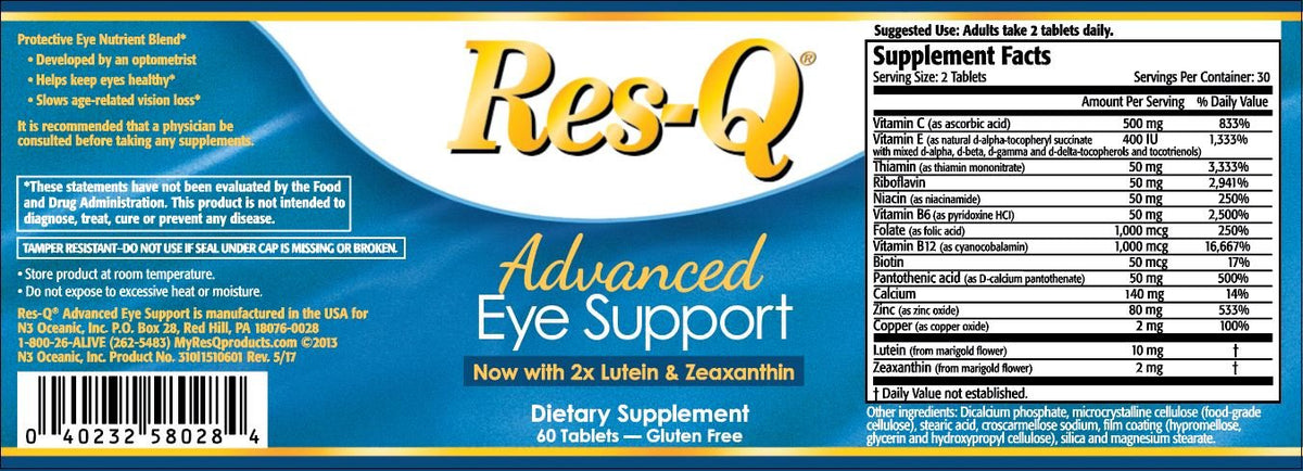 Res-Q Advanced Eye Support with 14 Nutrients - 180 Tablets - image 3