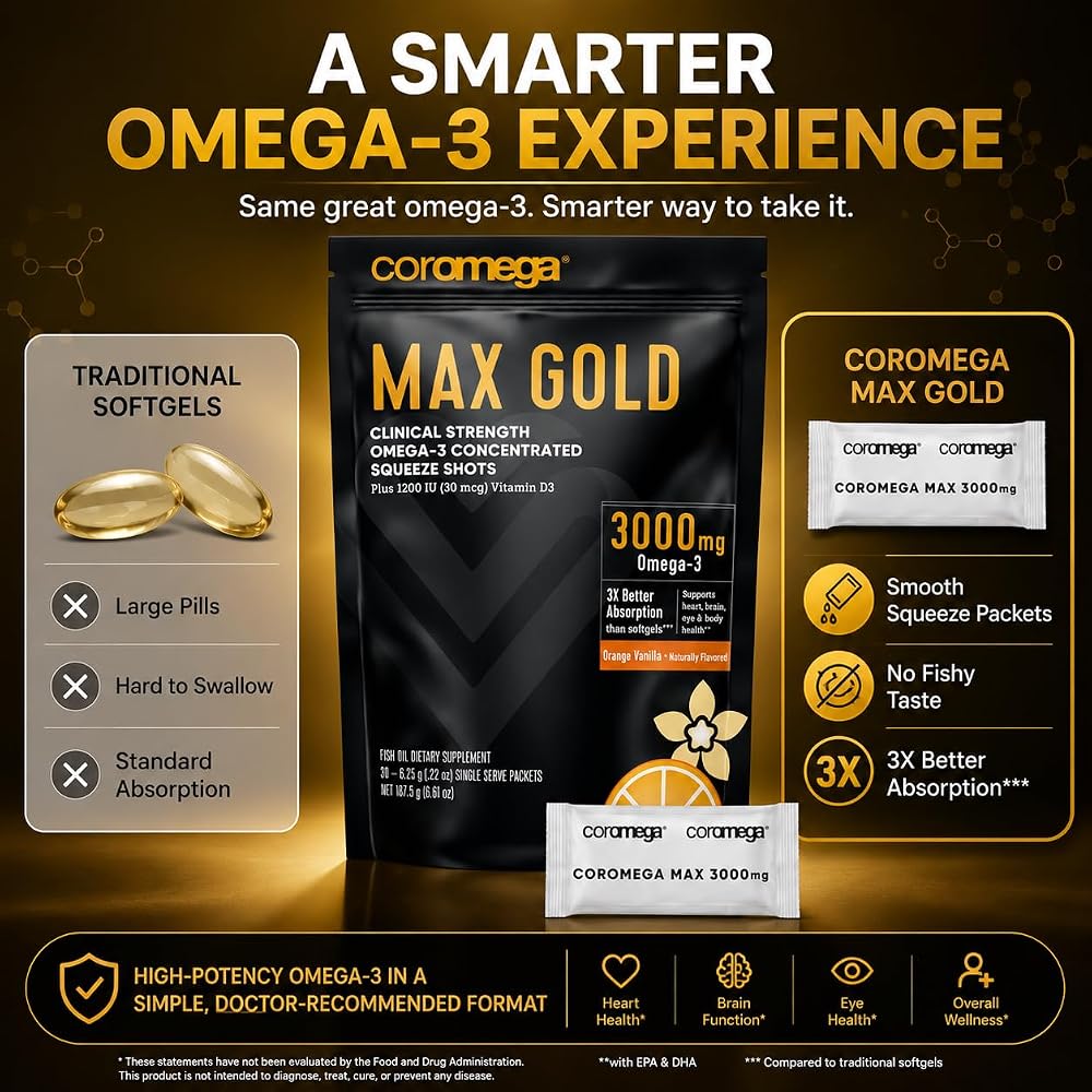 Coromega MAX Gold Omega-3 Fish Oil + Vitamin D - 30 Packets - image 5
