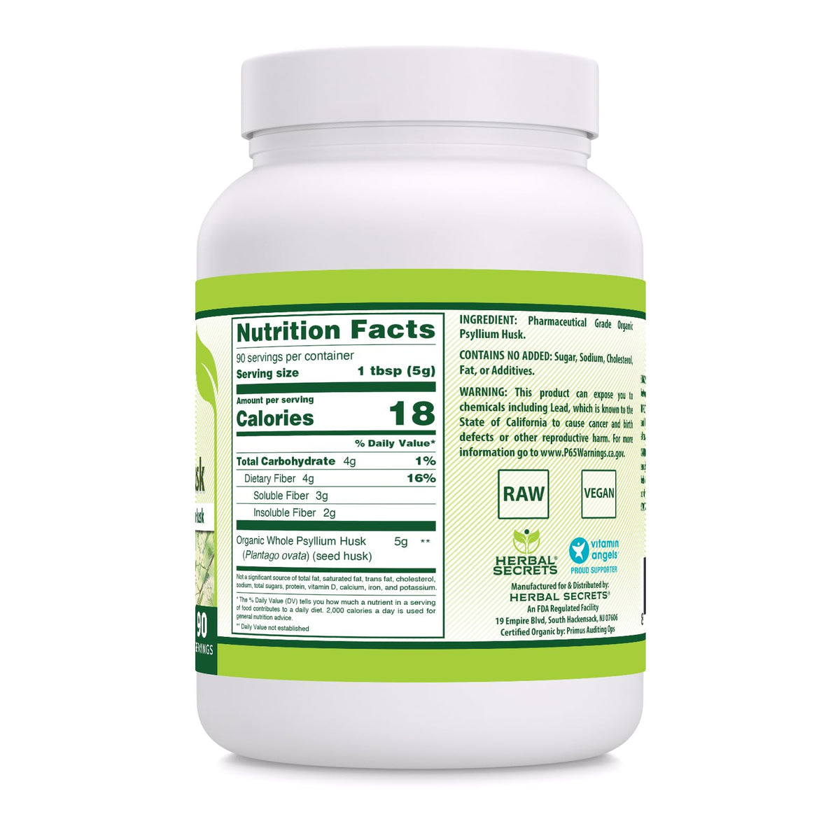Herbal Secrets Whole Psyllium Husk Powder Supplement