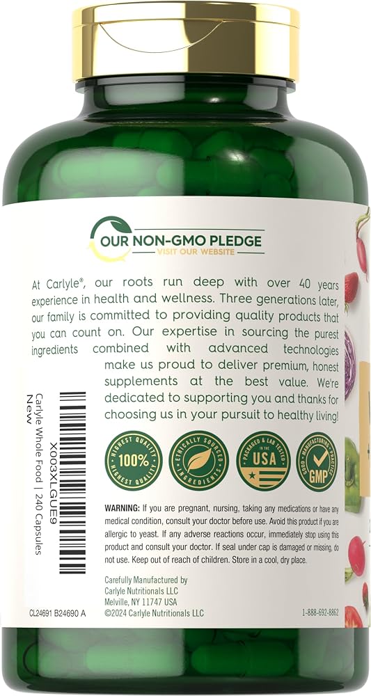 Carlyle Vitamin B Complex Whole Foods Blend - 240 Capsules - image 3
