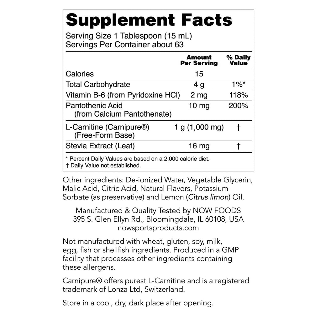 NOW Foods L-Carnitine 1000 mg Liquid - 32 Fl Oz - image 2