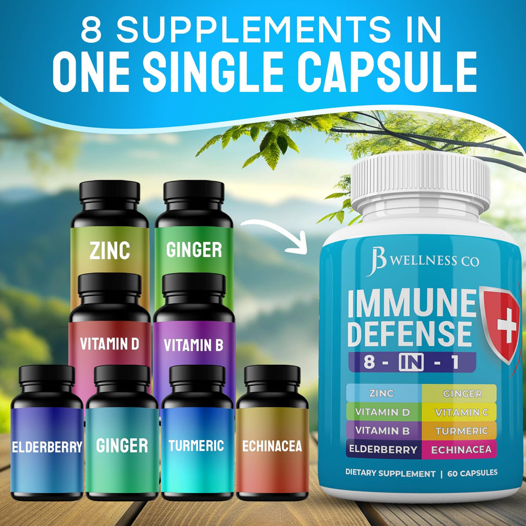 JB Wellness Co Immune Support 8 in 1 Capsules - Zinc Supplement
