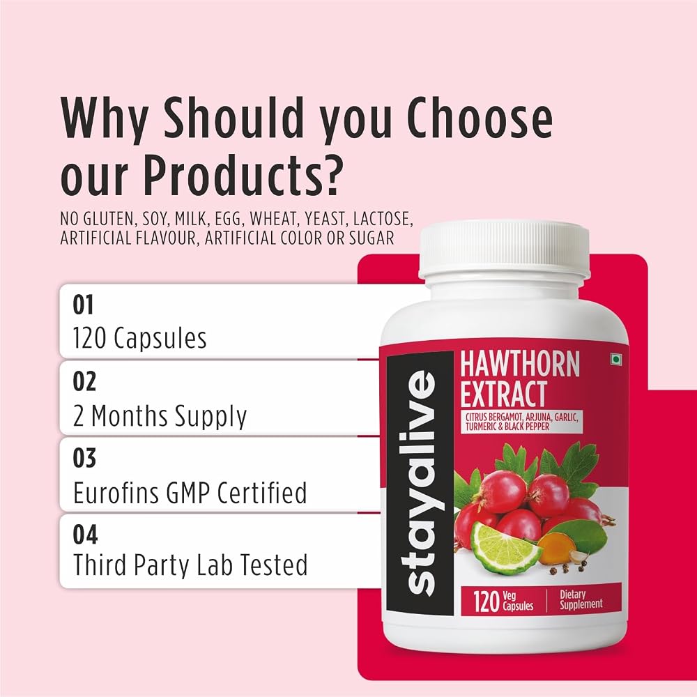 STAY ALIVE Hawthorn Berry 20:1 Extract Supplement - 120 Capsules - image 5