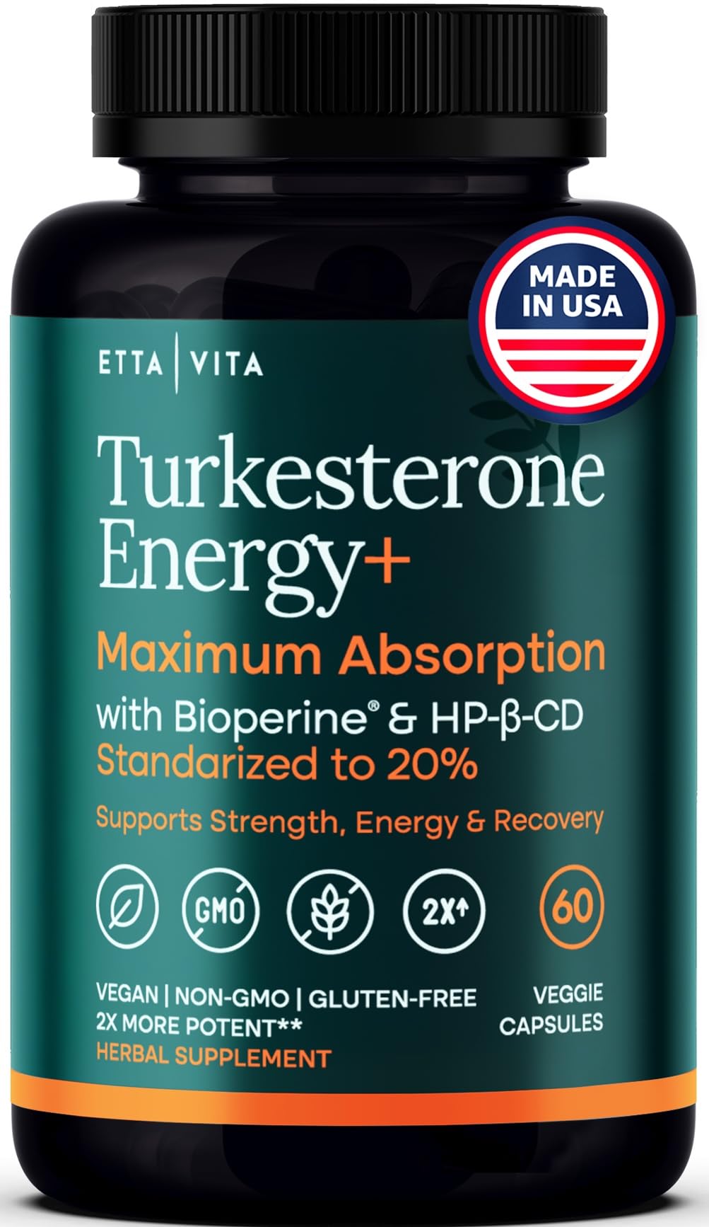 Etta Vita Turkesterone 500mg Supplement for Muscle Growth - 60 Capsules
