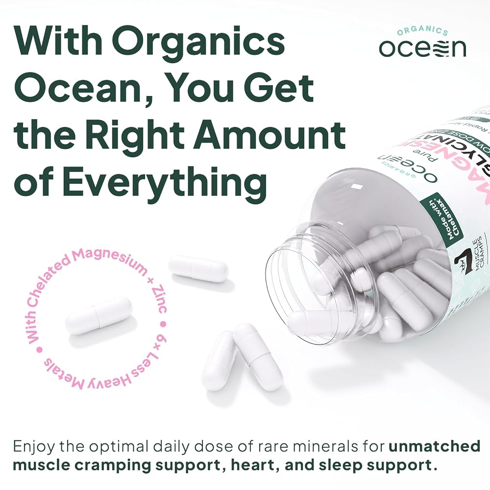 Organics Ocean Pure Magnesium Glycinate with Zinc - Maximum Strength